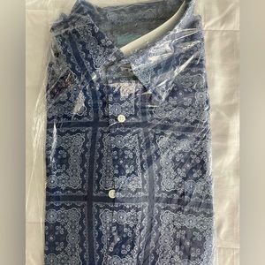 J.McLaughlin paisley blue dress shirt - XL
